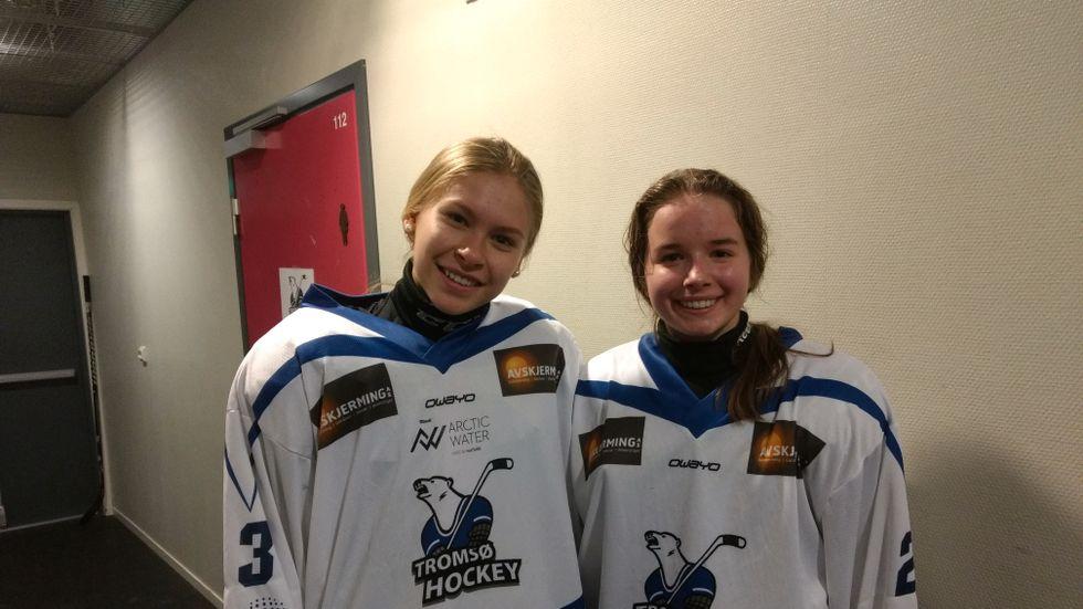 SCORET: Marja Helmi Lydersen (til venstre) scoret for Tromsø søndag. Her er hun sammen med Hannah Didriksen