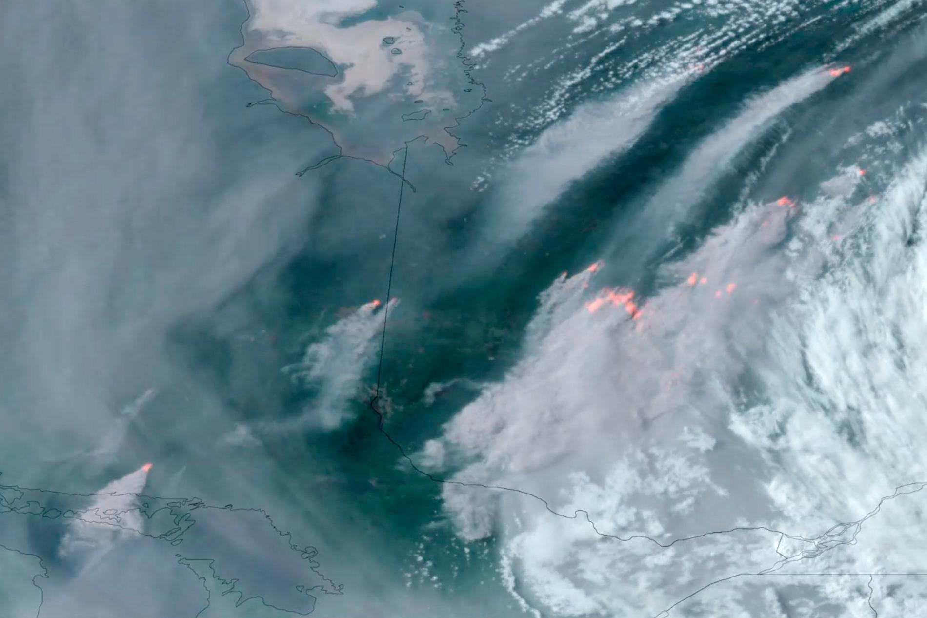A giant fire can be seen from space.  The smoke reached Norway.