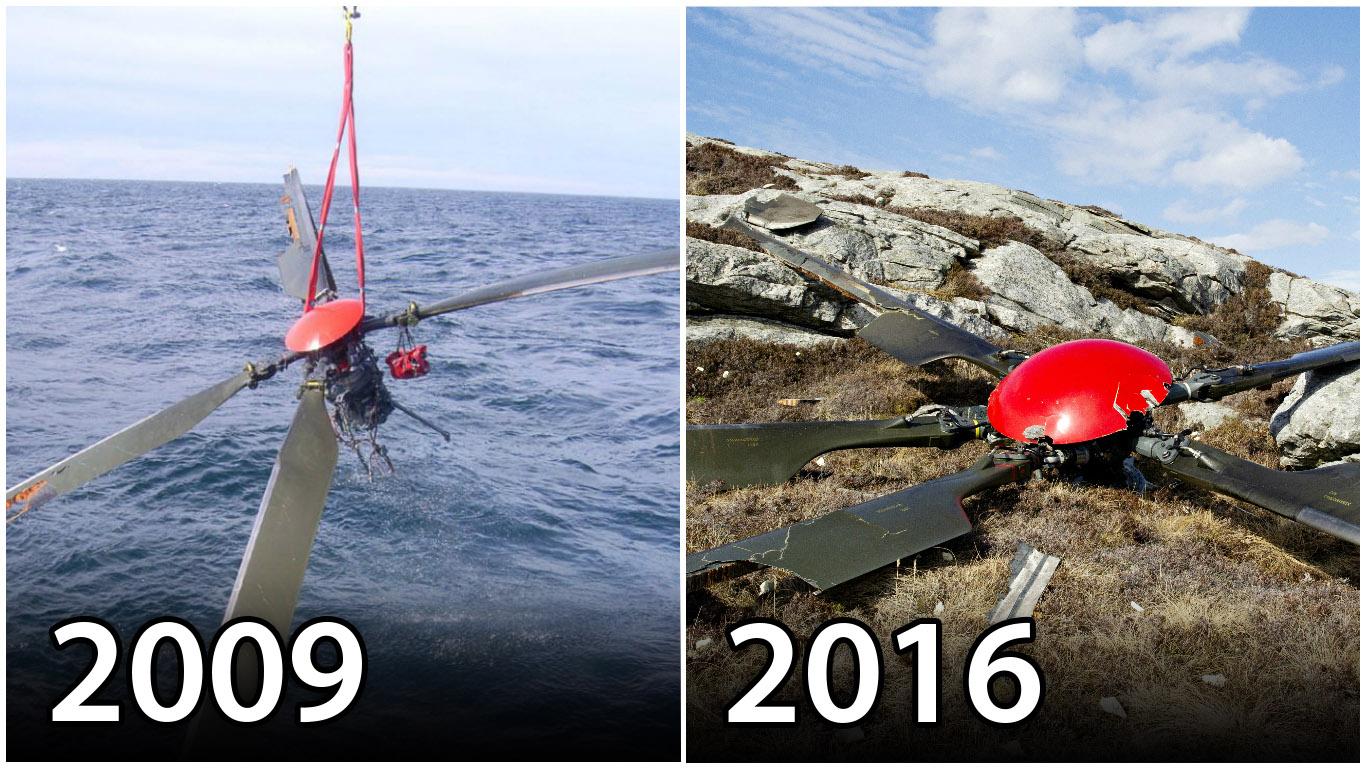 TRAGEDIER: Både ved ulykken i 2009 og Turøy-ulykken løsnet rotoren fra helikopteret. Den britiske granskingsrapporten og den norske havarikommisjonen peker på feil i samme del av girboksen.