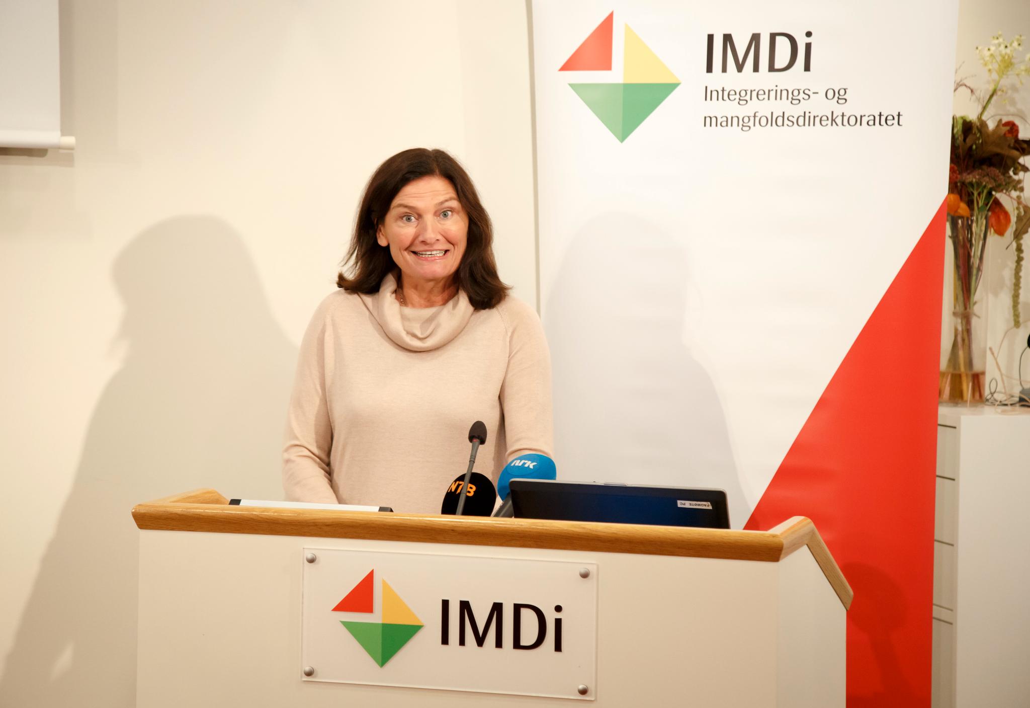 Direktør Libe Rieber-Mohn i IMDi orienterte mandag om flyktningbosetting.