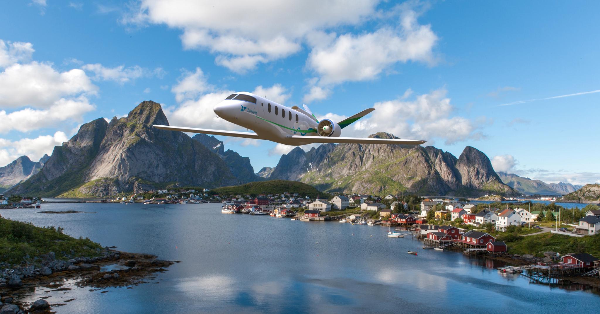 Elfly kan innen ti år bli en realitet i norsk luftfart, i første omgang på kortbanenettet i Nord-Norge. Her er en illustrasjon fra den amerikanske flyprodusenten Zunum, som er i gang med å utvikle elektriske, regionale fly.