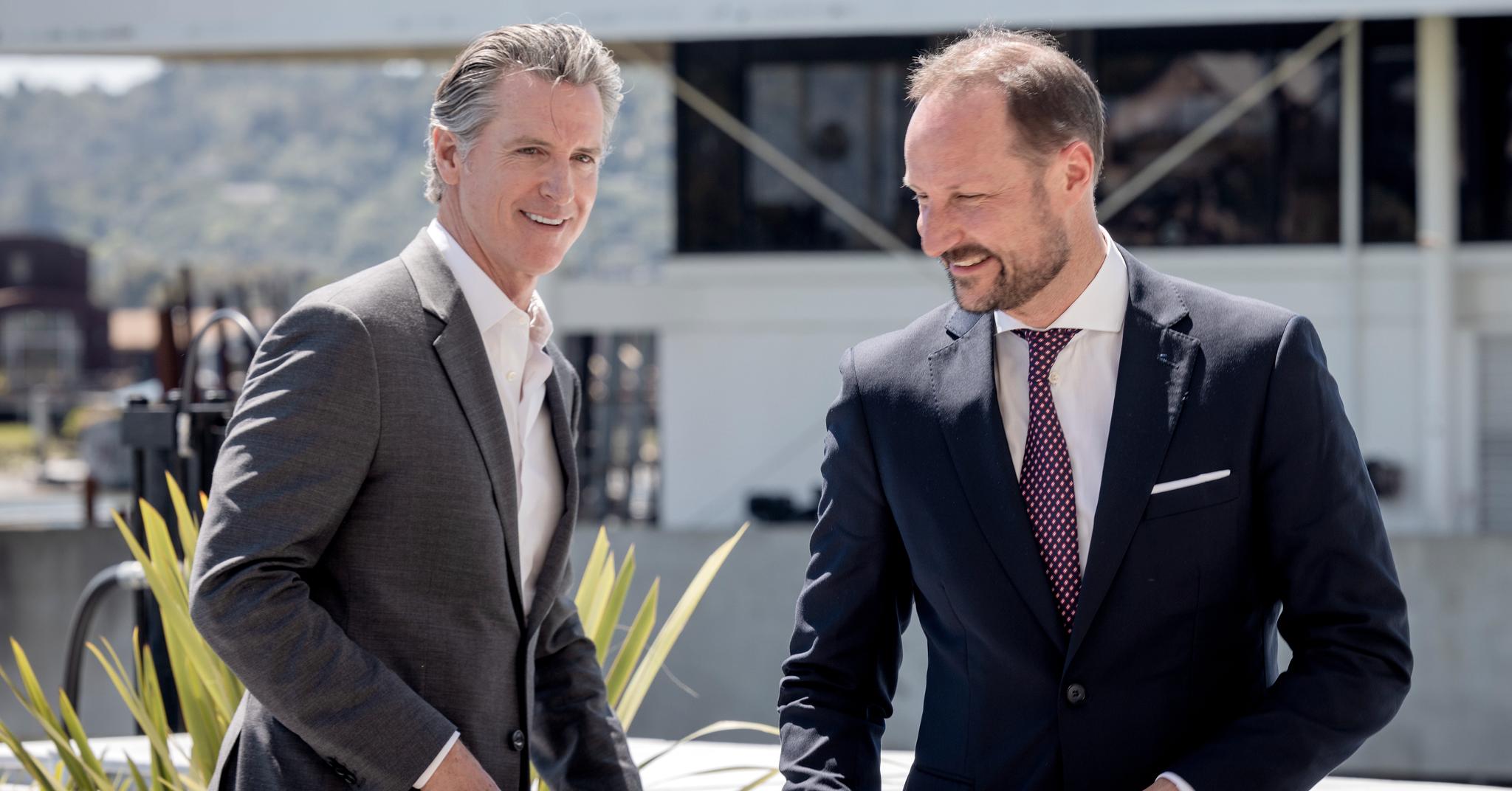 Californias guvernør Gavin Newsom hadde tirsdag møter med kronprins Haakon.