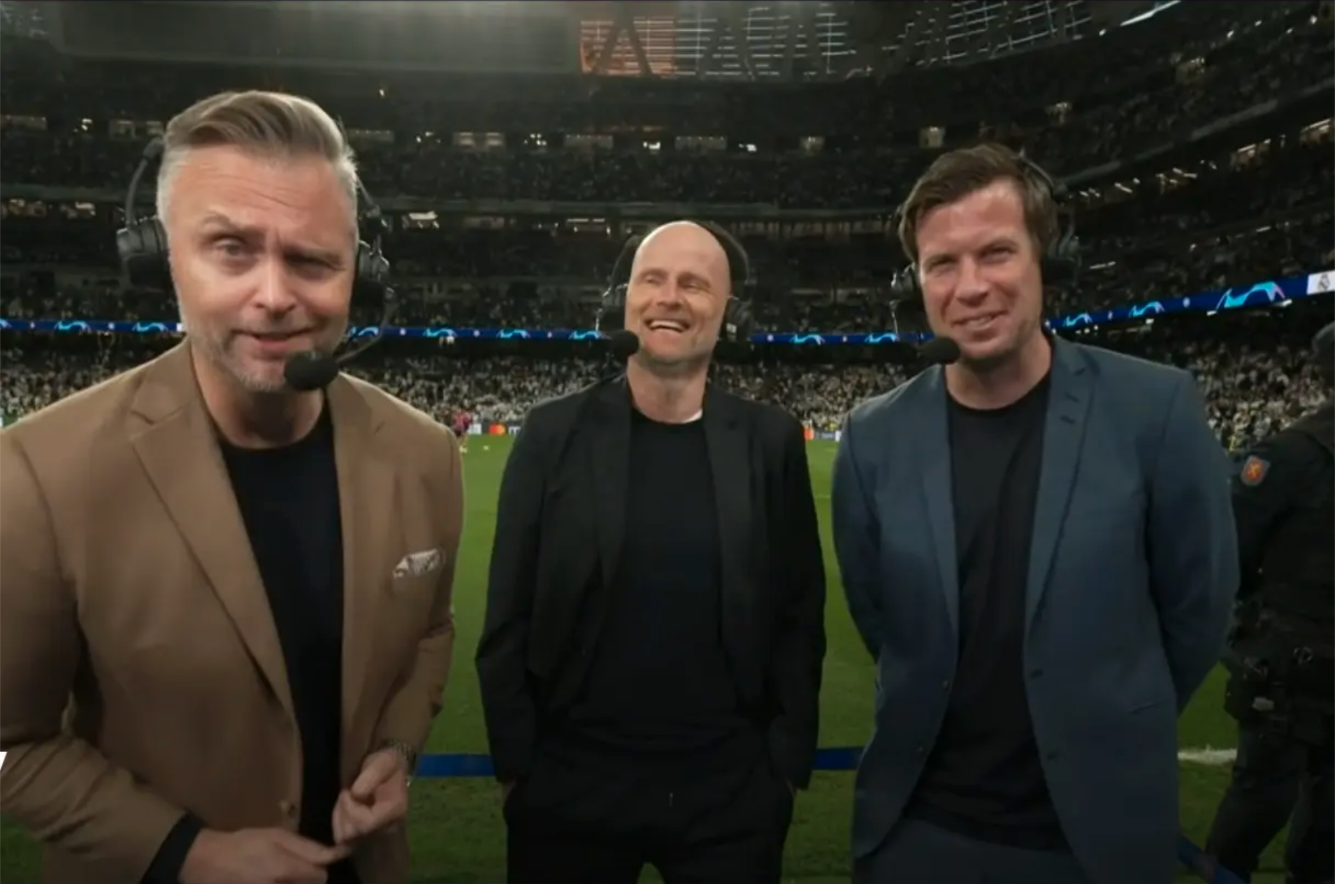 Reporter Jon Hartvig Børrestad, landslagssjef Ståle Solbakken og TV 2-ekspert Jesper Mathisen var på jobb sammen i Madrid under kampen mellom Real Madrid og Manchester City forrige uke.