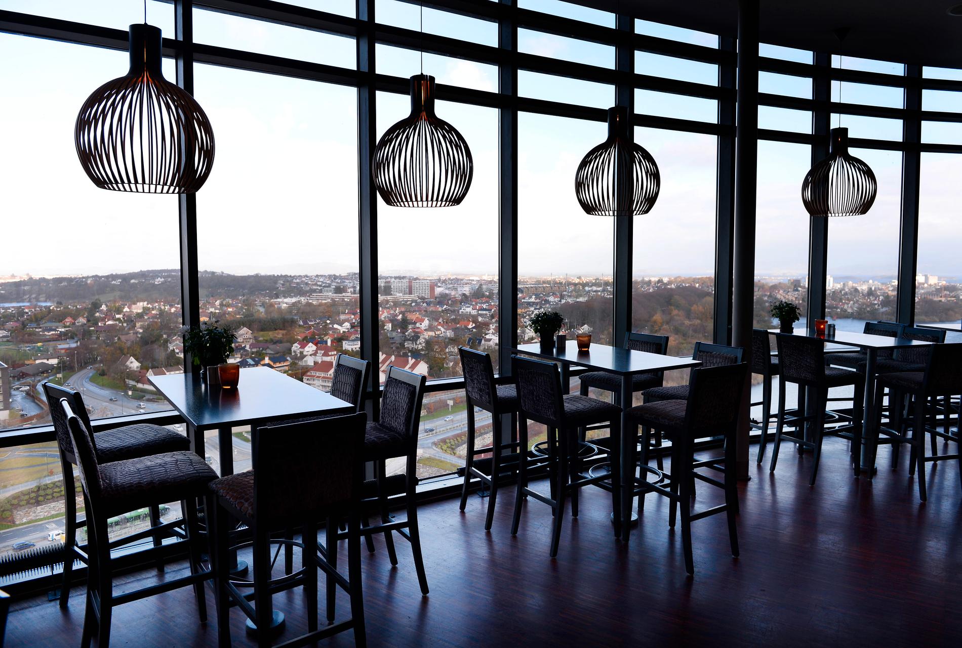Flott utsikt fra restauranten på hotellet Scandic Forum på Tjensvoll.