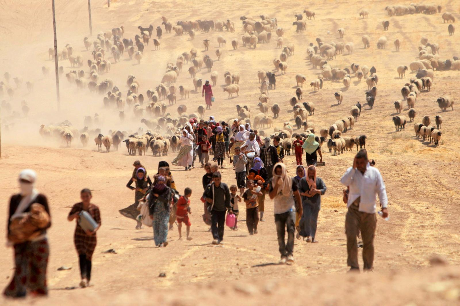 Tusenvis av Yezidi-kurdere har flyktet fra IS. USA har bombet IS for å beskytte flyktningene. 