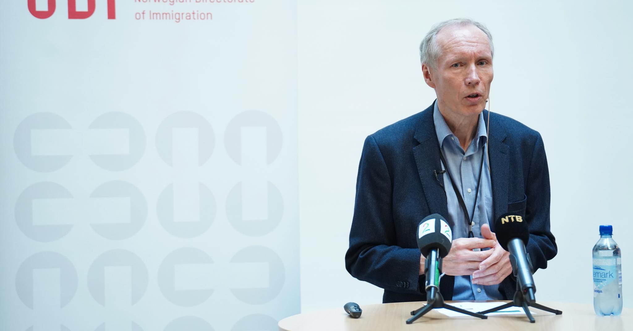 UDI-direktør Frode Forfang presenterte torsdag tall over hvordan koronakrisen har påvirket asyl- og flyktningsituasjonen i Norge. 