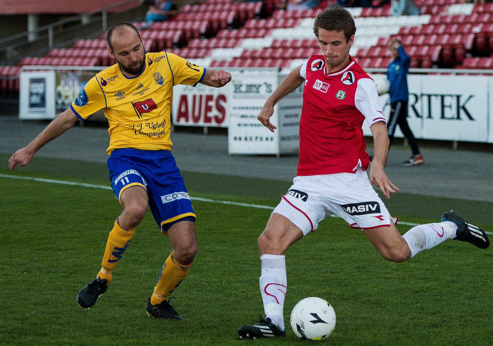 Norheim i aksjon for Bryne mot Jerv i 1. divisjon i 2016. 