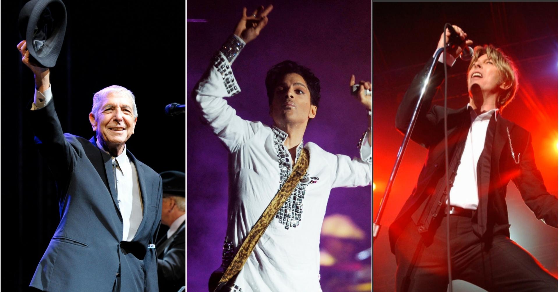 De tre musikalske storhetene Cohen, Prince og Bowie døde alle i 2016.