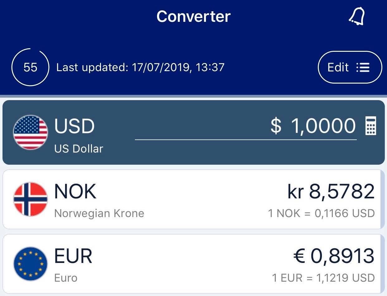 Med denne appen kan du sjekke valutaen i landet du reiser til.