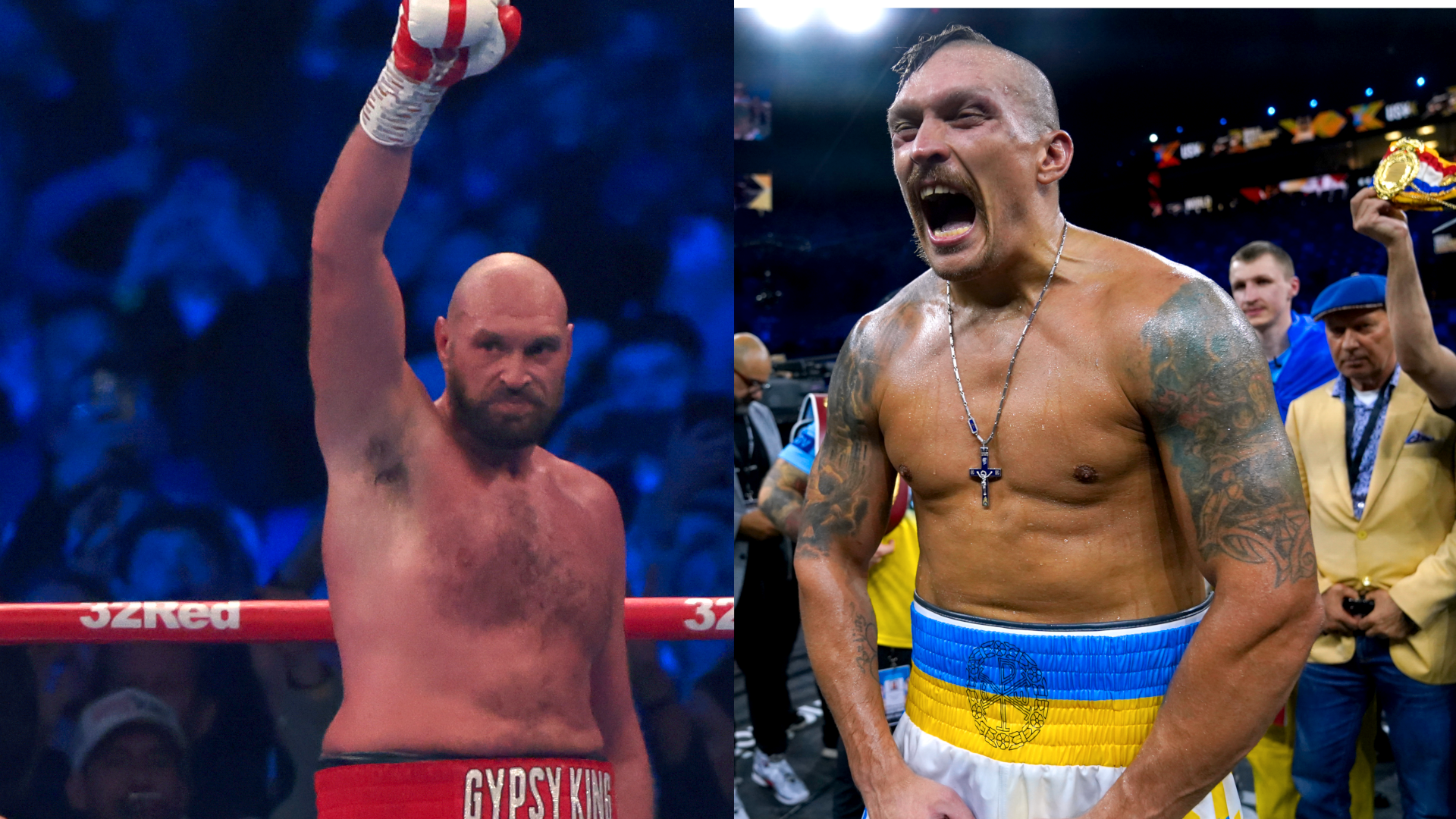 FIGHTEN ER AVLYST: Det blir ikke noen duell mellom Tyson Fury (t.v.) og Oleksandr Usyk. Sistnevntes promotør forteller at kravene fra Fury-leiren er respektløse.