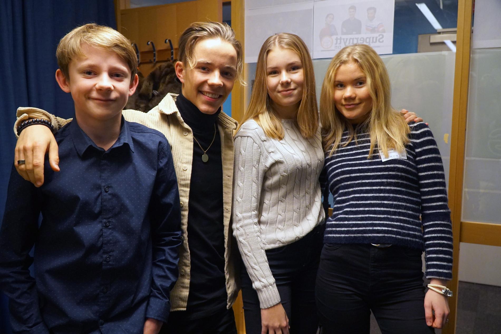 F.v. Even Aakre (Håkon), Kevin Haugan (Pil), Siri Skjeggedal (Selma) og Charlotte Myrset (Frida). 