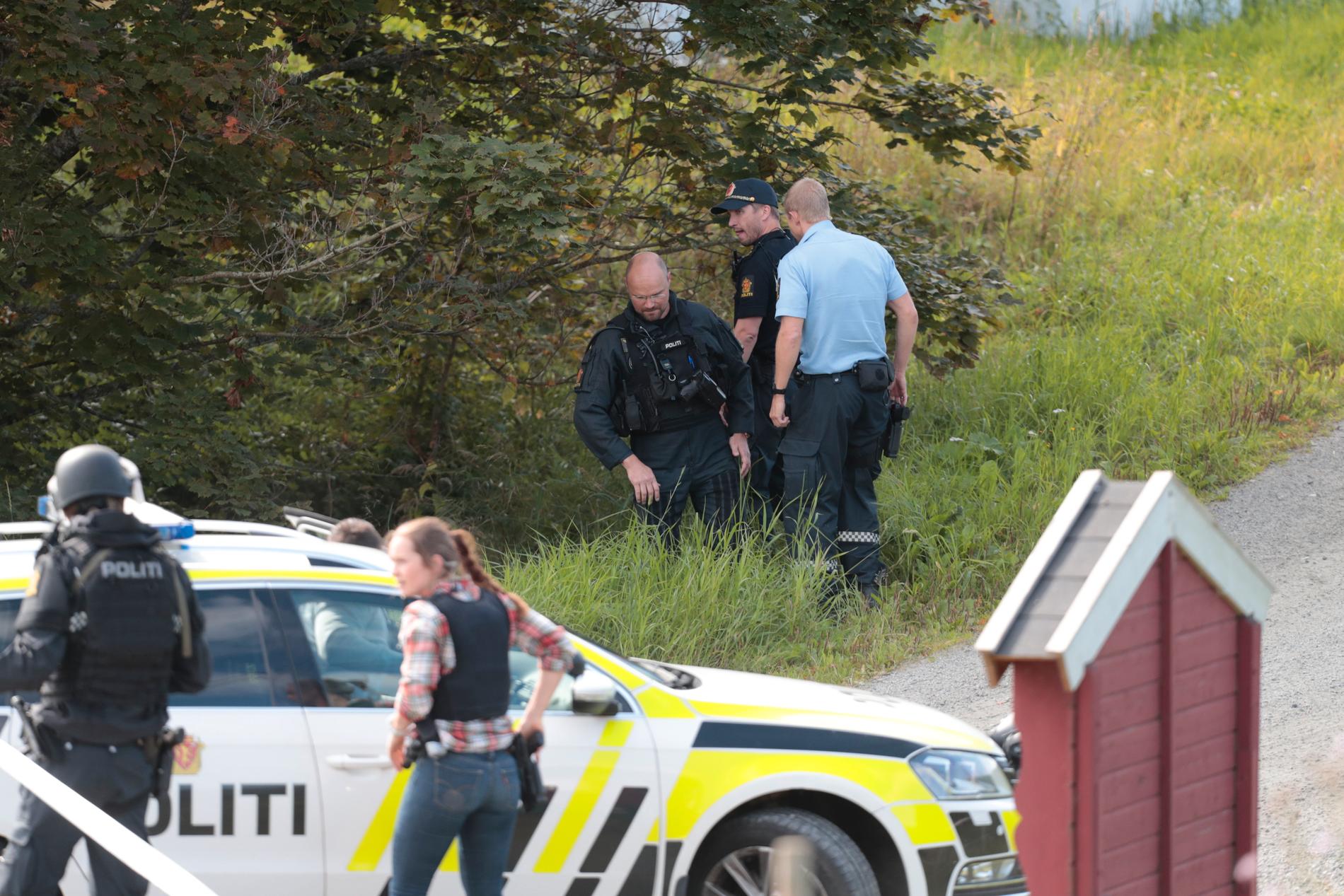 Flere væpnede politipatruljer har rykket ut til Feiring i Eidsvoll. Foto: Lise Åserud / NTB scanpix
