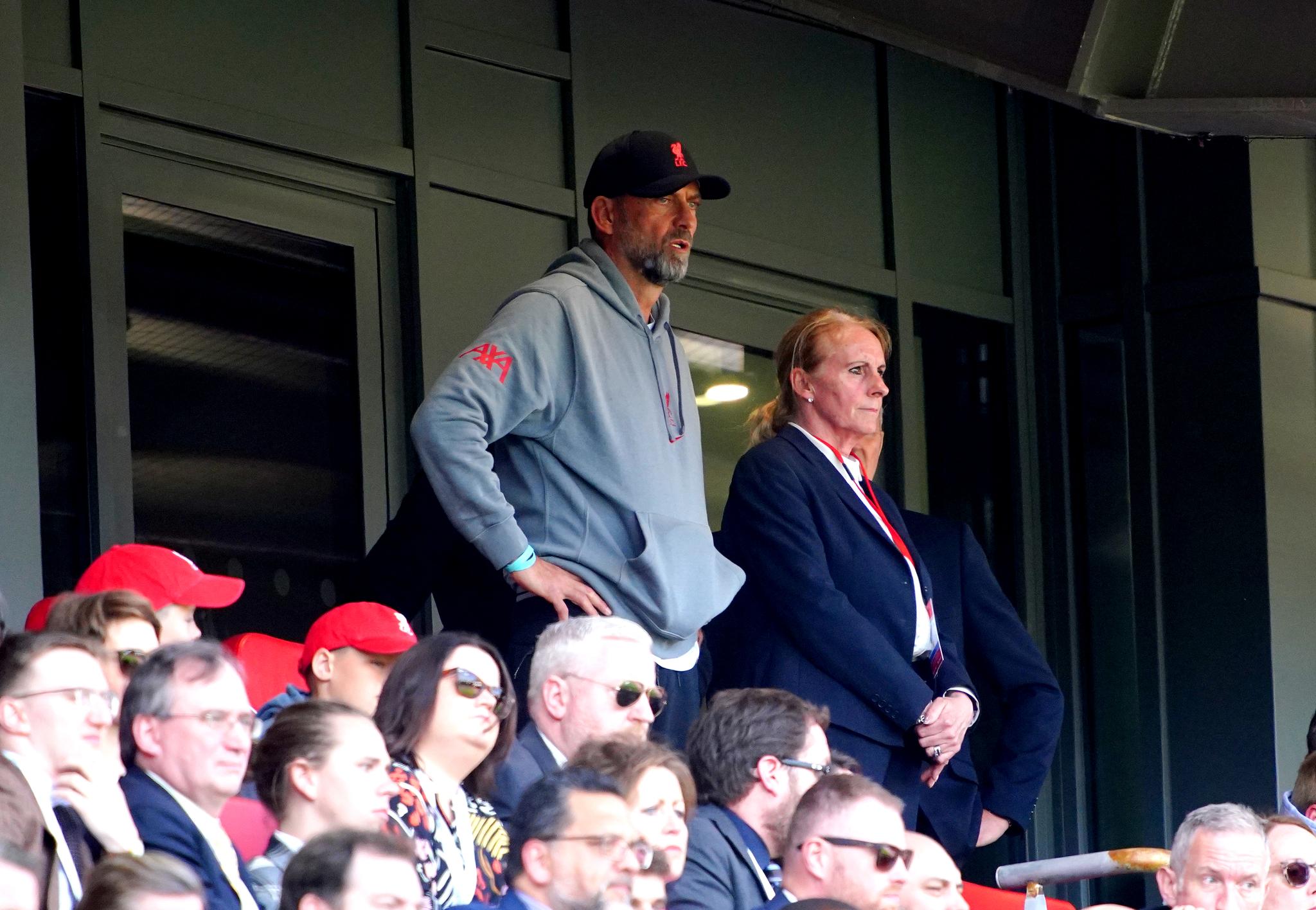SUSPENDERT: Liverpool-manager Jürgen Klopp var ikke på sidelinjen i dag. Han er suspendert for uttalelsene i kjølvannet av kampen mot Tottenham tidligere i vår.