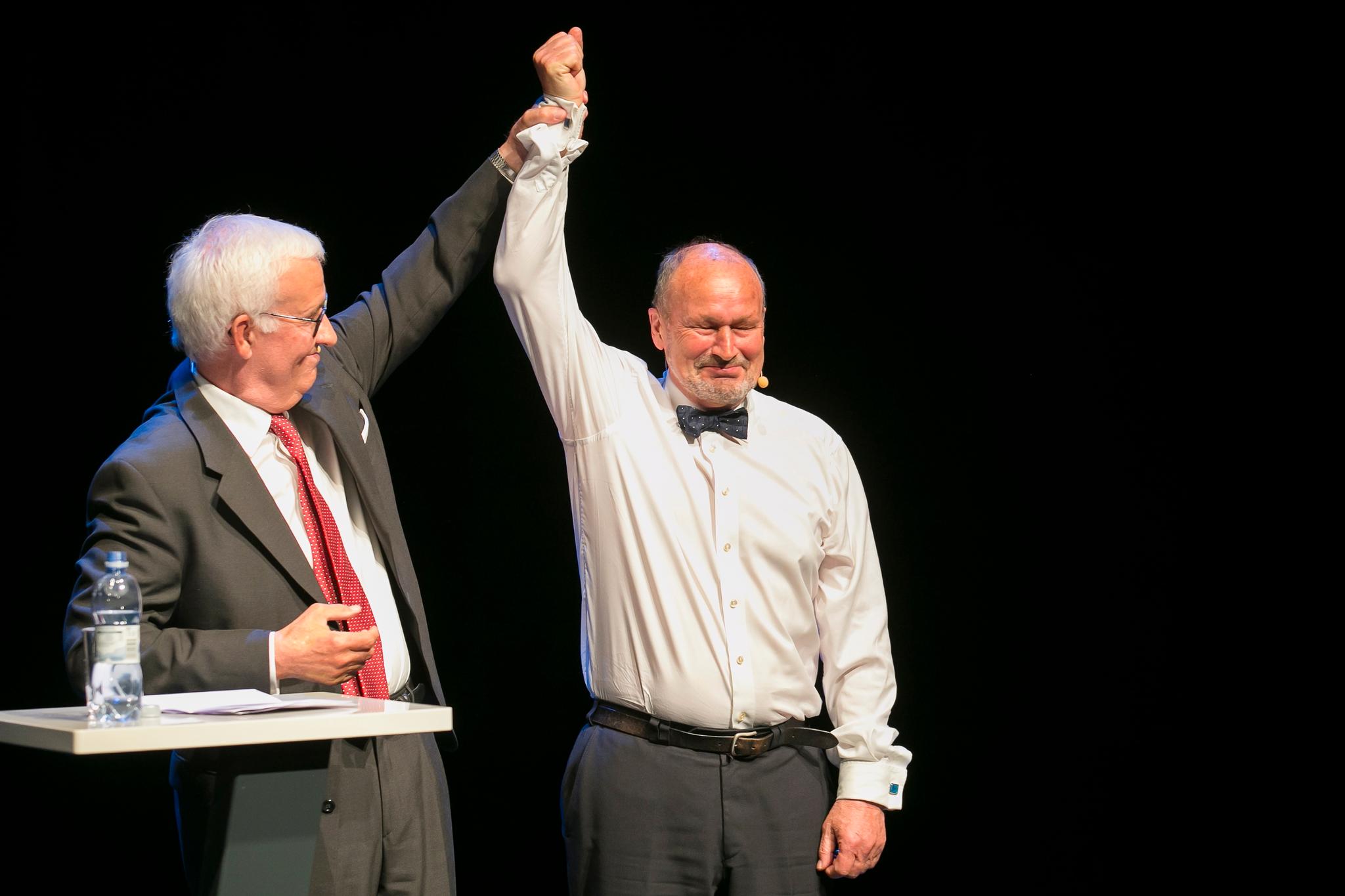 Per Fugelli ble tildelt Fritt ord-prisen for 2013 av styreleder Georg Fredrik Rieber-Mohn.