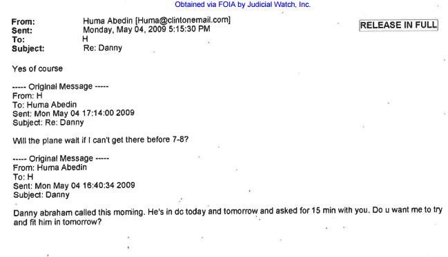 E-postveksling mellom Abedin og Clinton. Leses nedenfra.
