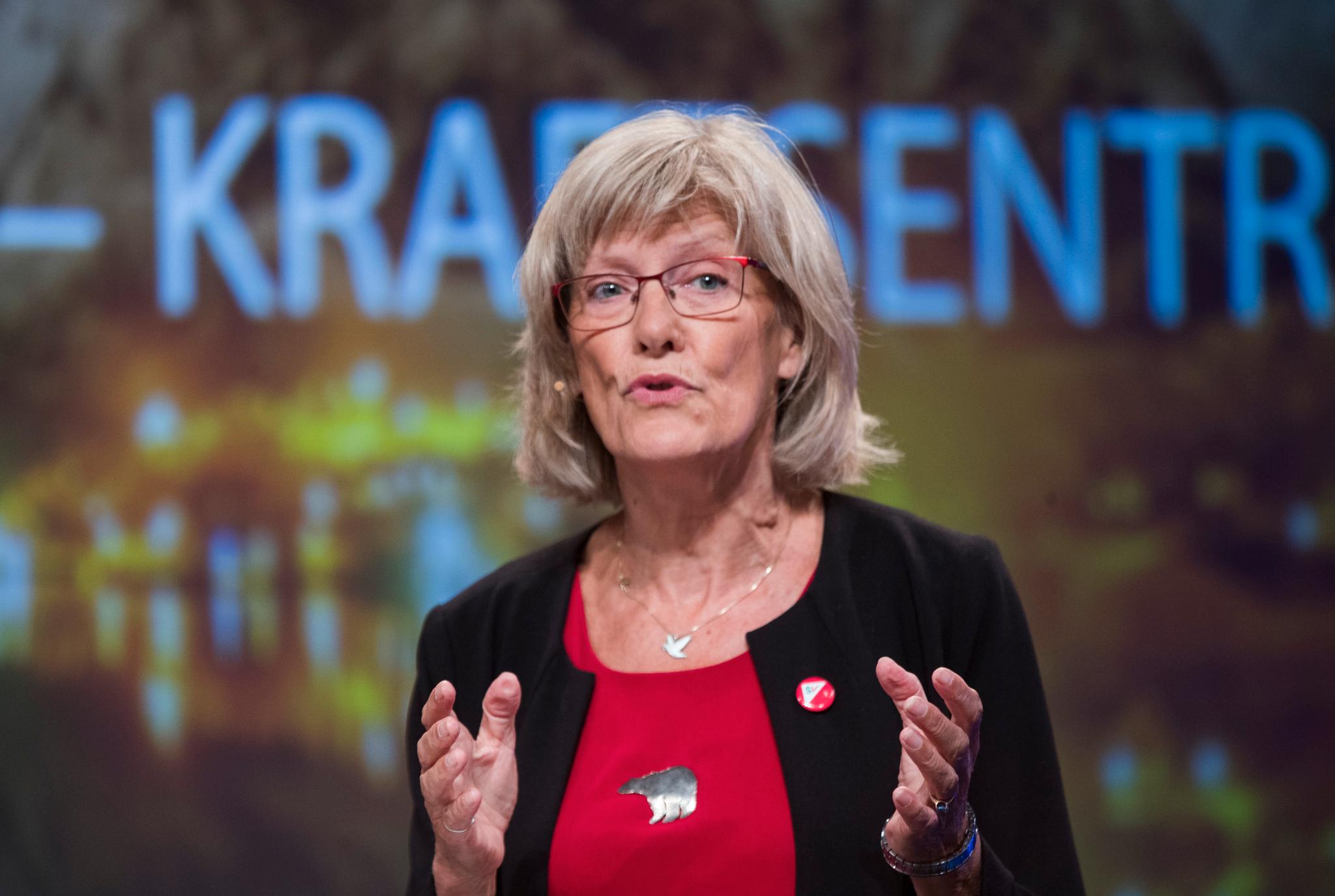 Karin Andersen, stortingsrepresentant (SV) i debatt om fylker og regioner i Arendal sommeren 2018.