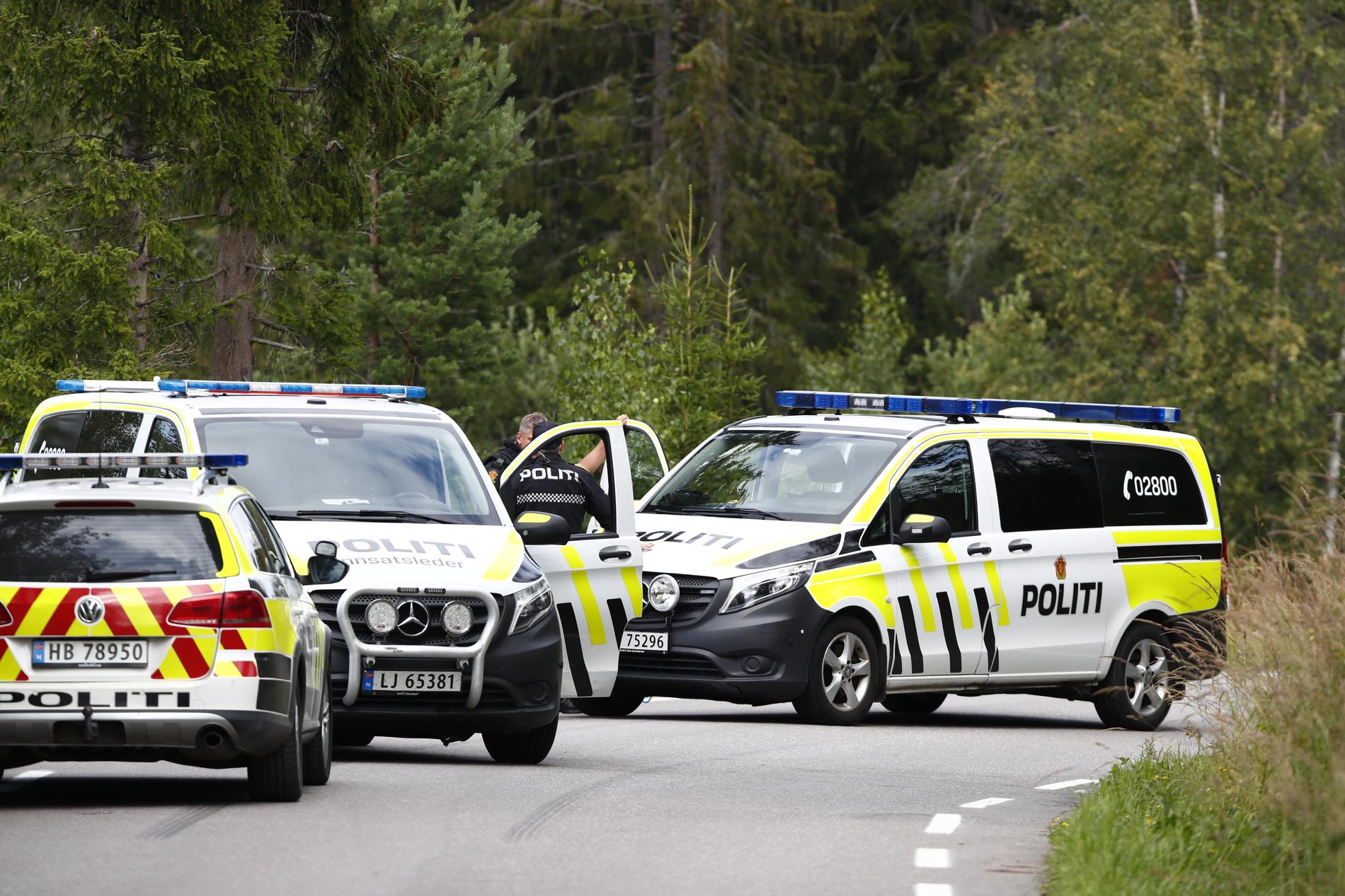 En mann ble skutt og drept av politiet under en væpnet aksjon på Jaren i Oppland mandag. Foto: Terje Pedersen / NTB scanpix