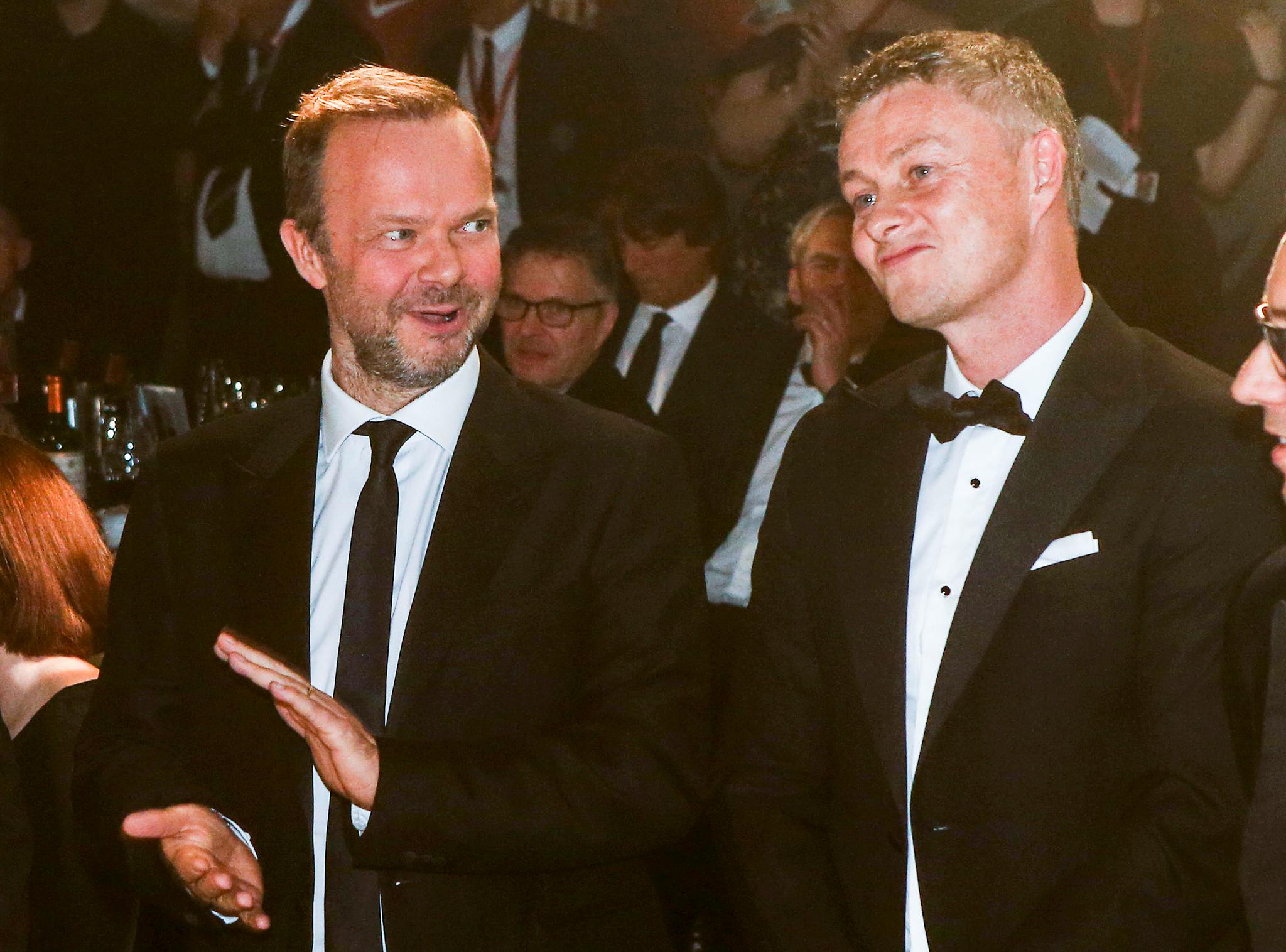 GODT FORHOLD: Ed Woodward og Ole Gunnar Solskjær i godt humør under en veldedighetsmiddag til inntekt for Unicef i 2019.