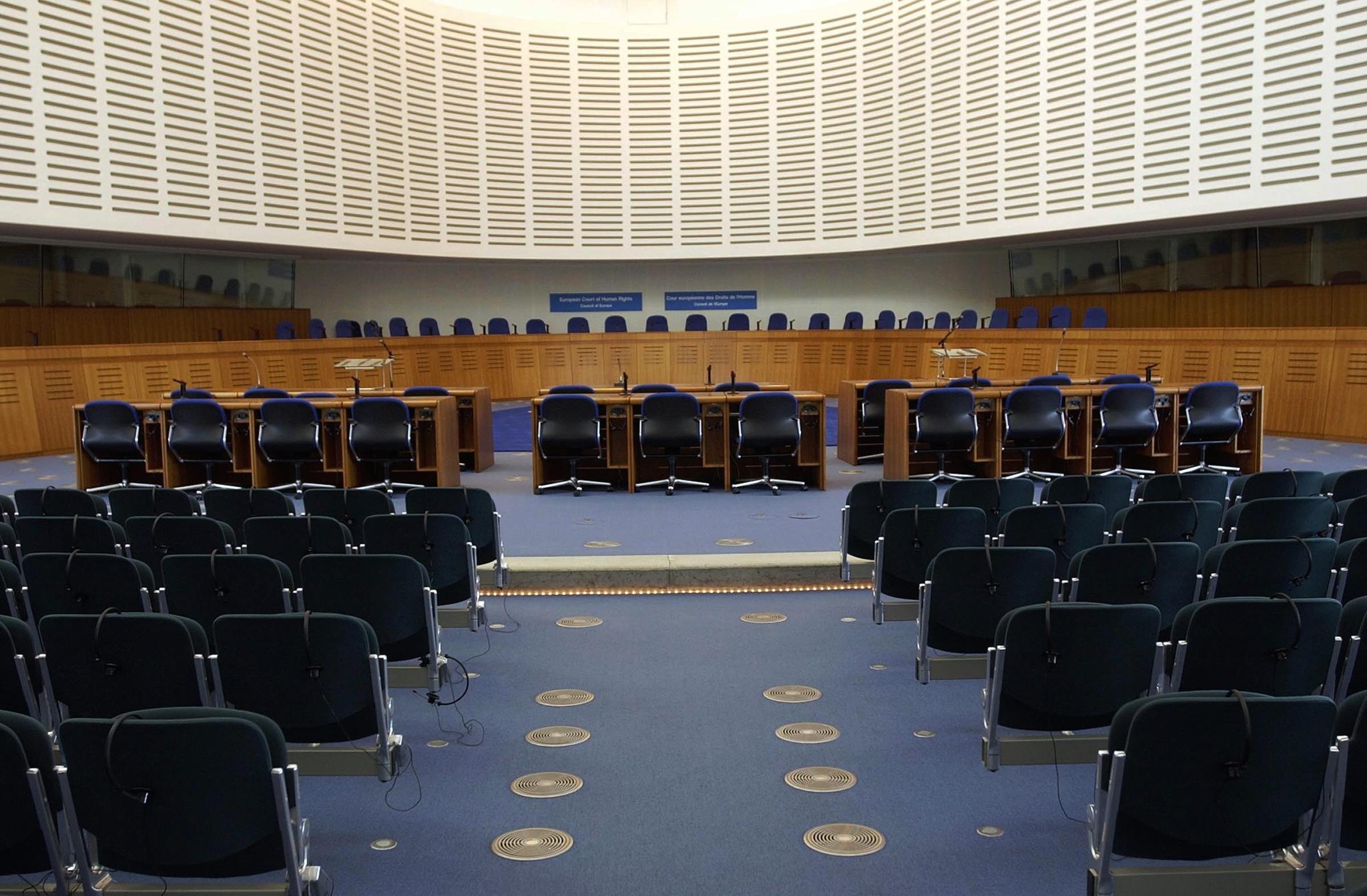 Høringssalen i Den europeiske menneskerettighetsdomstolen i Strasbourg.