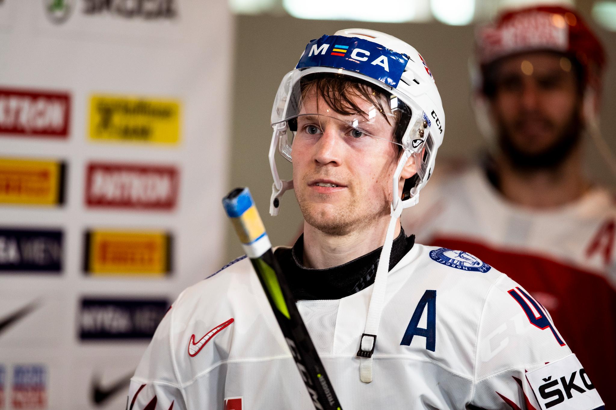Mathis Olimb scoret én gang da Norge tapte 3-8 mot USA i ishockey-VM søndag. 