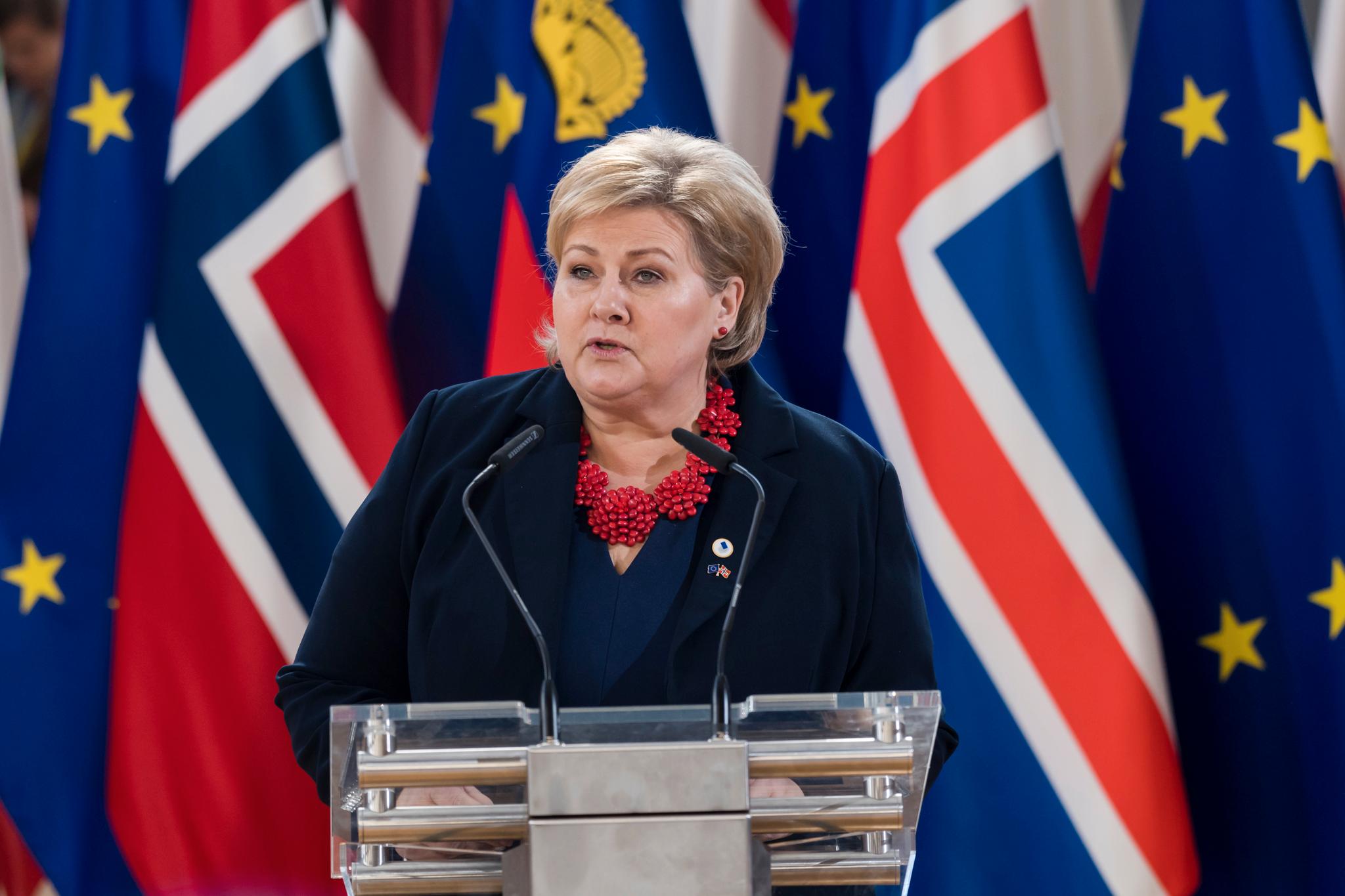 Erna Solberg markerte 25-årsdagen for EØS-avtalen i Brussel sist fredag.