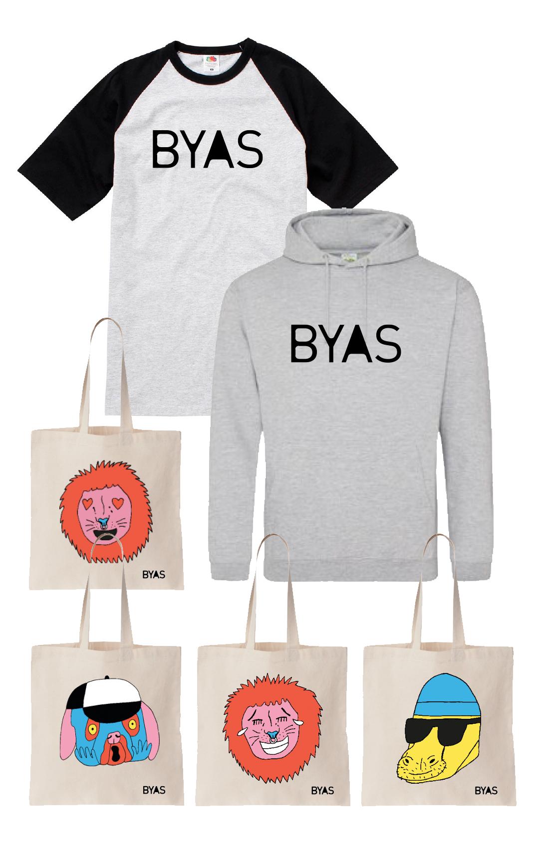 Husk å oppgi størrelse i T-skjorte, hoodie og hvilke to typer handlenett med Byas-emoji tegnet av Anette Moi du helst vil ha (1. og 2. prioritet). 