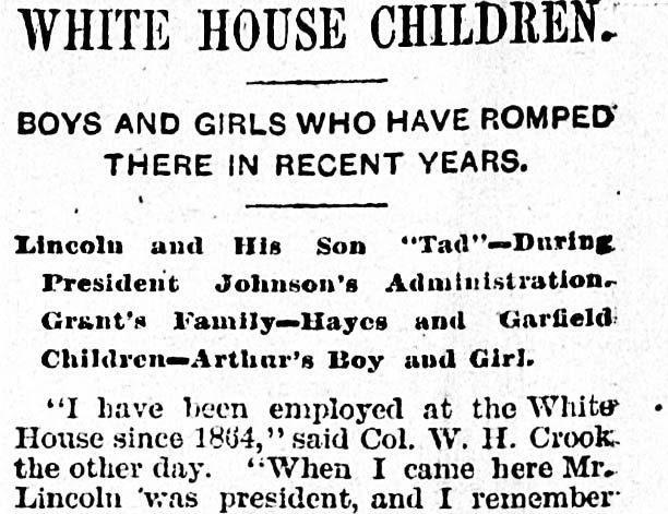 En tidligere ansatt i Det hvite hus snakket i 1887 om barna i presidentpalasset i hans tid der. Han omtaler Garfield-guttene blidt som "holy terrors", men sier de var godt likt.