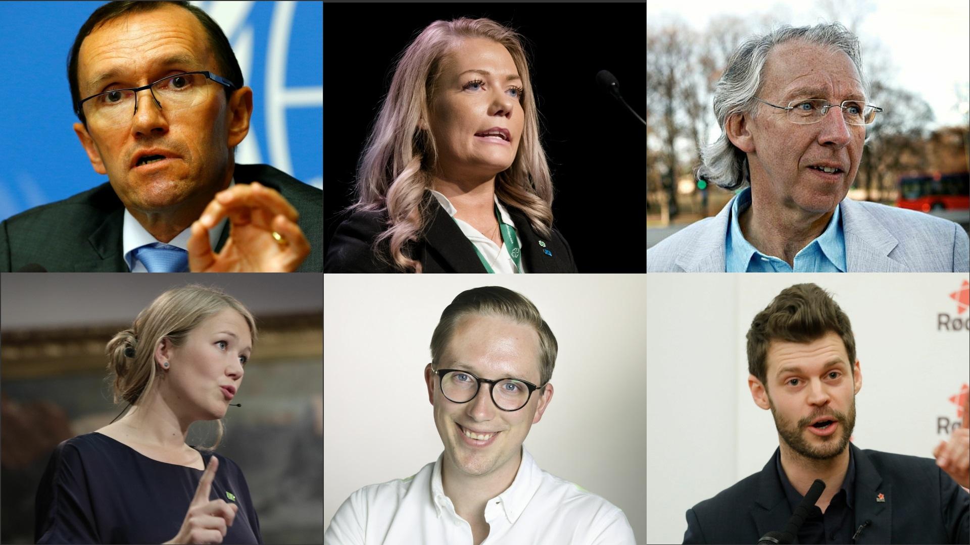  Dette er noen av de nye ansiktene på Stortinget. Øverst (f.v.): Espen Barth Eide (Ap), Sandra Borch (Sp), Carl-Erik Grimstad (V). Nederst (f.v.): Una Aina Bastholm (MDG), Kristian Tonning Riise (H), Bjørnar Moxnes (R).