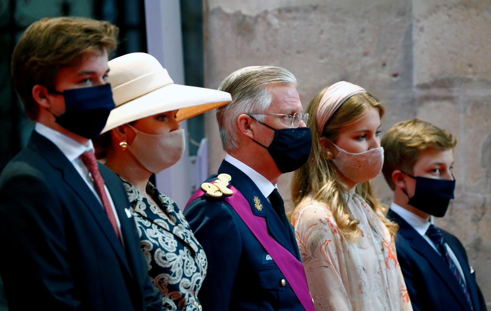 Den belgiske kongefamilien under en seremoni på landets nasjonaldag 21. juli. 