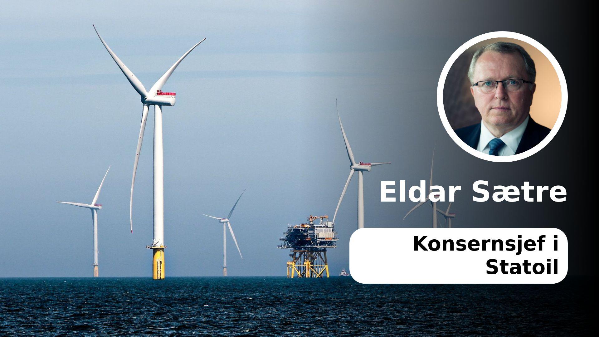  I Statoil er vi godt i gang med å etablere fornybar energi som en viktig og lønnsom del av vår virksomhet, skriver konsernsjef Eldar Sætre. Her fra vindmølleparken Dudgeon utenfor kysten av Storbritannia. 