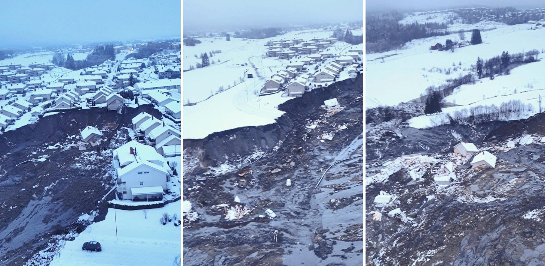 Dette er nye oversiktsbilder fra raset tatt av Norges Geotekniske institutt. 