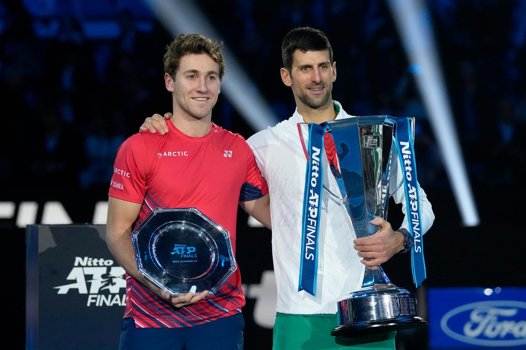 NOVEMBER: Casper Ruud tok seg helt til finalen av ATP-sluttspillet i Torino, men igjen kom han til kort - denne gang for Novak Djokovic.