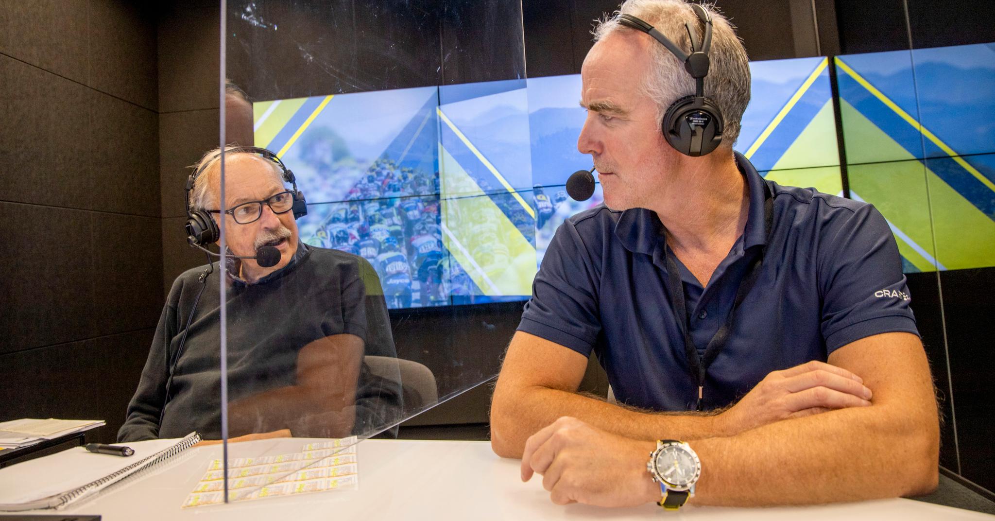 Johan Kaggestad og Christian Paasche kommenterer årets Tour de France fra et studio i Oslo.