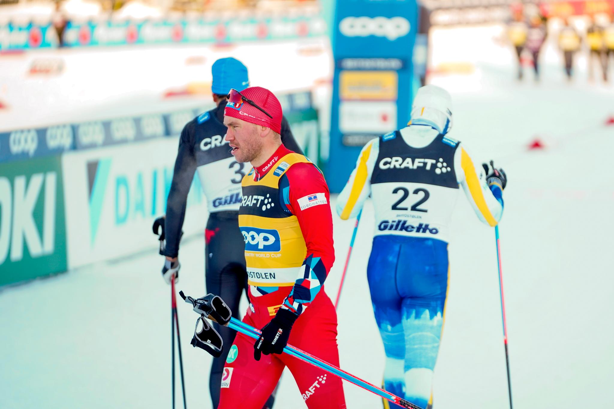 SINT: Pål Golberg var favoritt på sprinten i Johannes Høsflot Klæbos fravær, men han falt og ble nummer fire. 