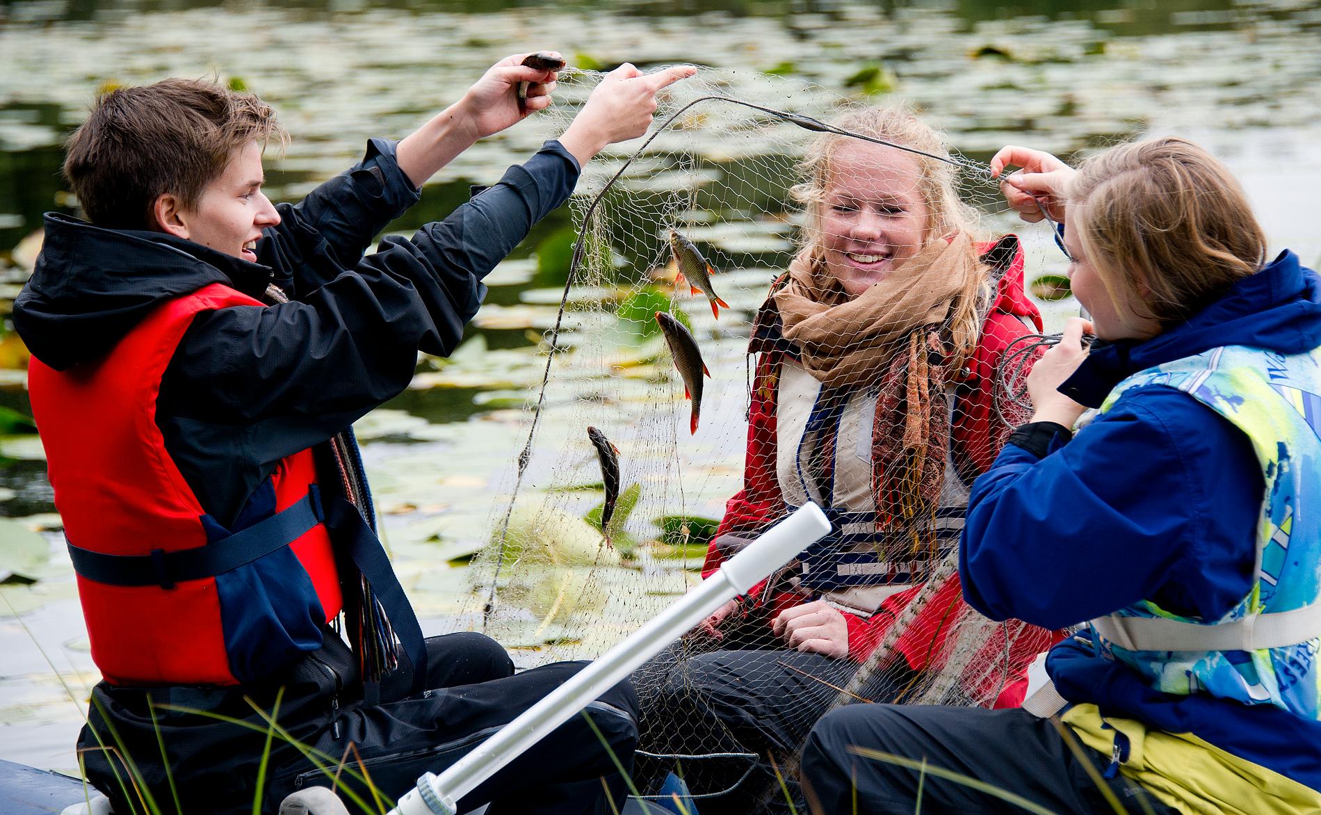  Naturvernleder Stig Thanke i Stavanger kommune fikk hjelp av elever fra Kongsgård til å fiske ufisken sørv fra Stokkavatnet i 2011. 