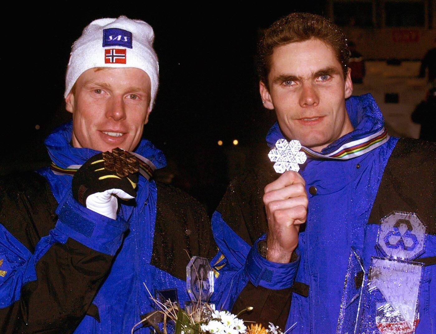 JAKKENE I RAMSAU 1999: Langrennsløperne Bjørn Dæhlie og Thomas Alsgaard.