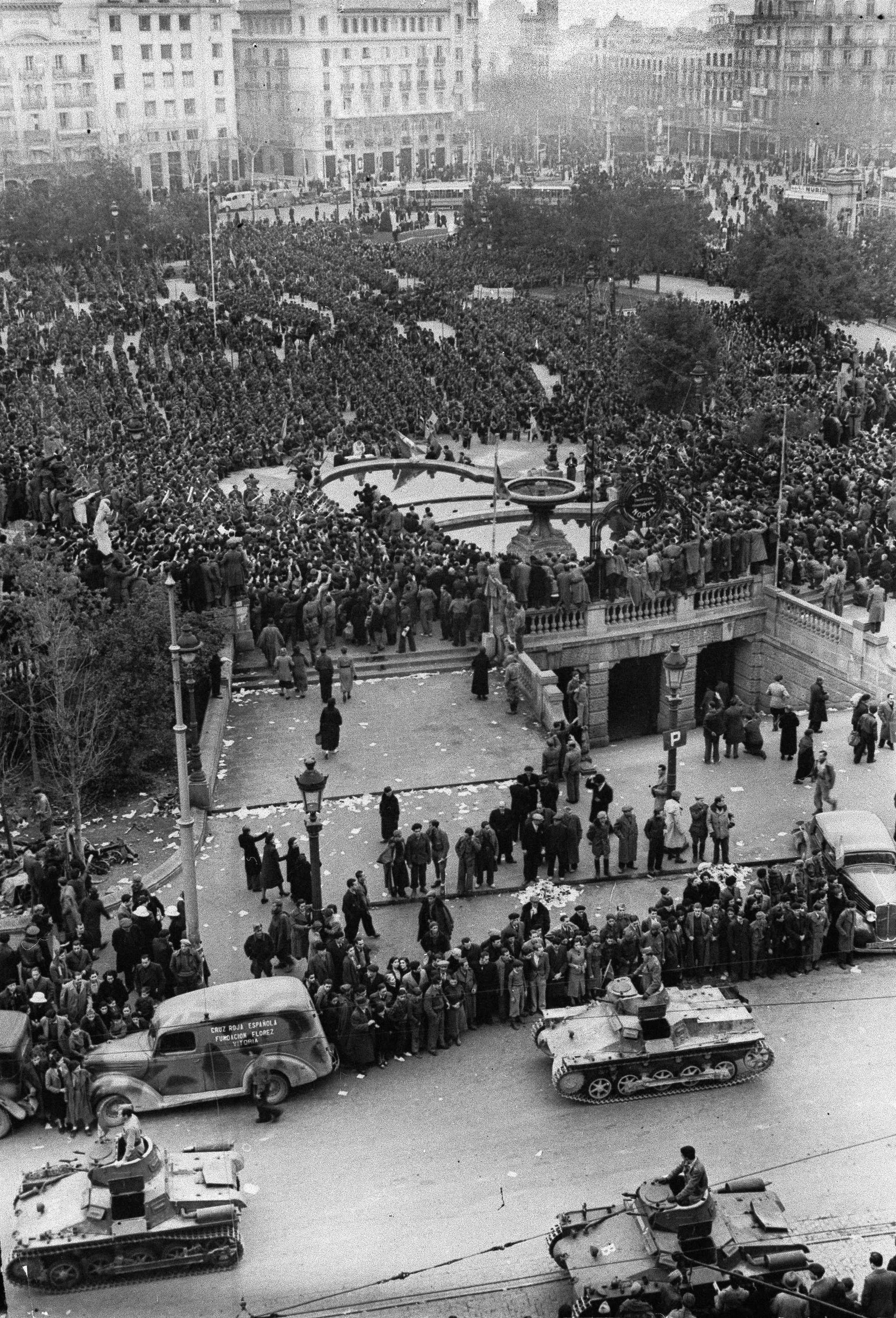 28. januar 1939 kunne Francos tanks innta det beseirede Barcelona.