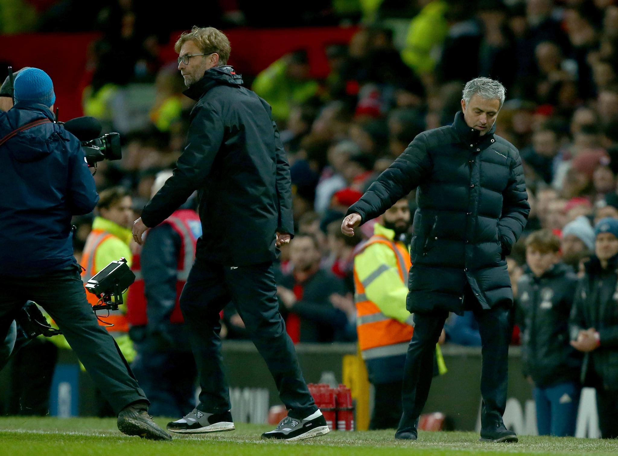 Liverpool-manager Jürgen Klopp og Manchester United-manager José Mourinho var enige om lite etter storkampen på Old Trafford.