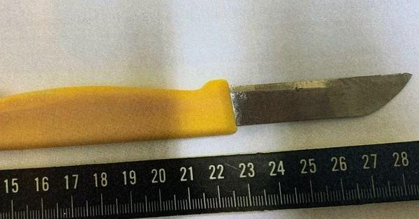Denne kniven havnet i vaskemaskinen i en leilighet på Nordnes i Bergen.