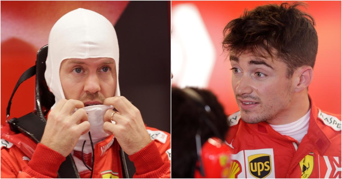 Sebastian Vettel (t.v.) og Charles Leclerc har nok litt å snakke om etter søndagens løp.