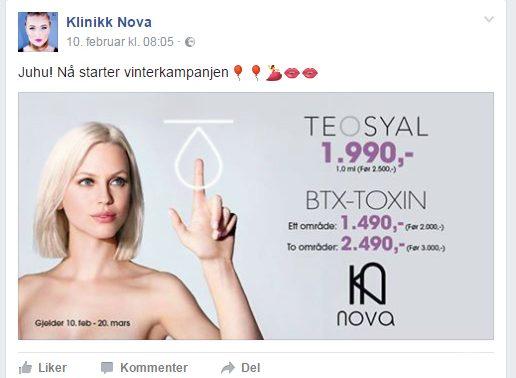 Vinterkampanjen til Klinikk Nova. Foto: Skjermdump
