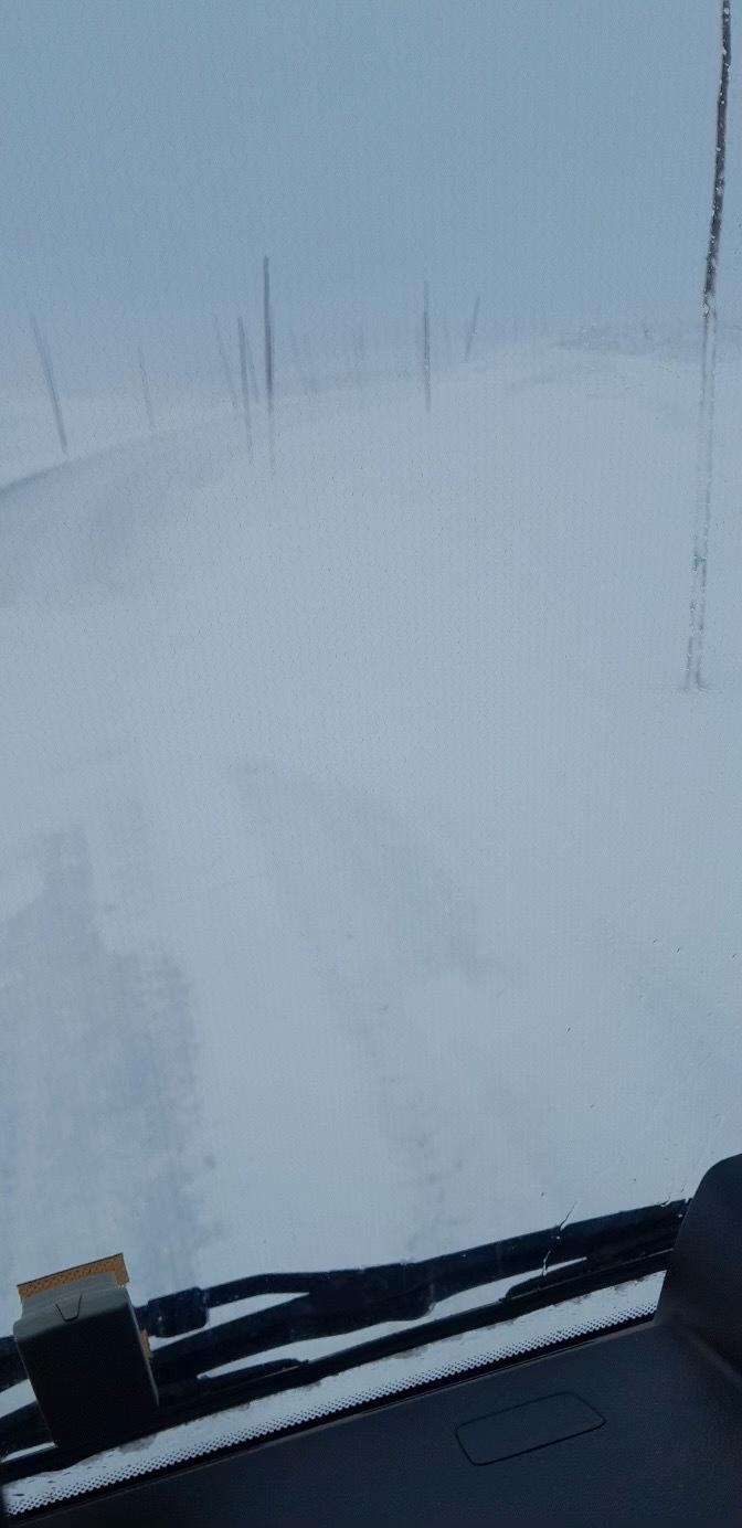 Dette var utsikten fra bergingsbilen til Bjørn Lægreid på Hardangervidda torsdag formiddag.