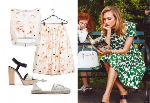 Fra venstre: Topp og skjørt fra BikBok, sko fra Zara og kjole fra Kate Spade.