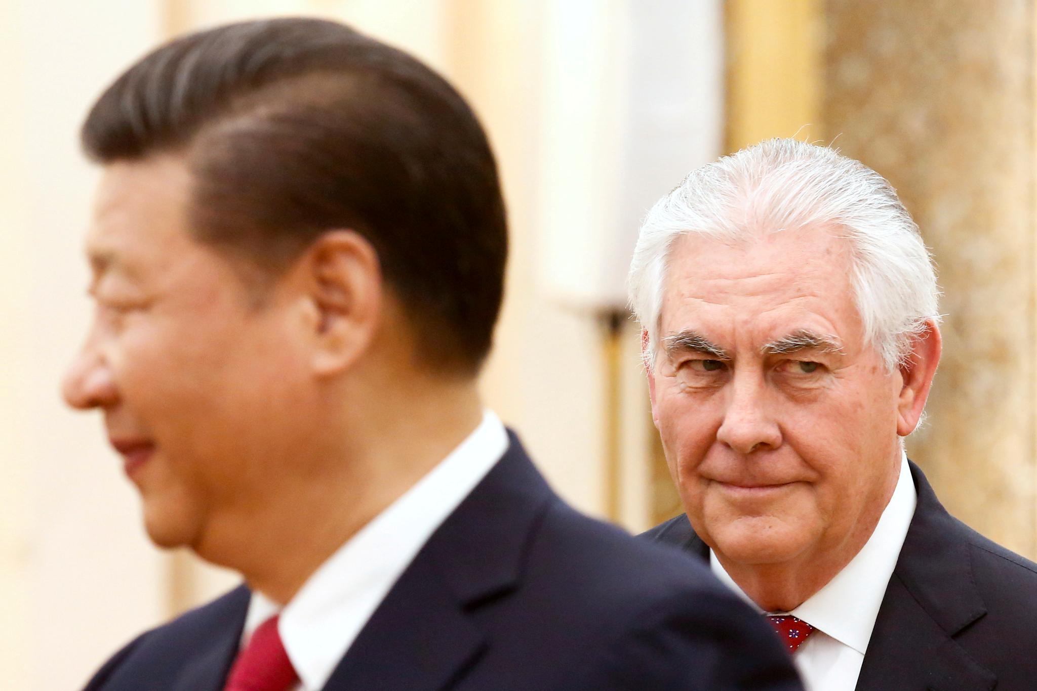 USAs daværende utenriksminister Rex Tillerson møtte Kinas president Xi Jinping i mars 2017.