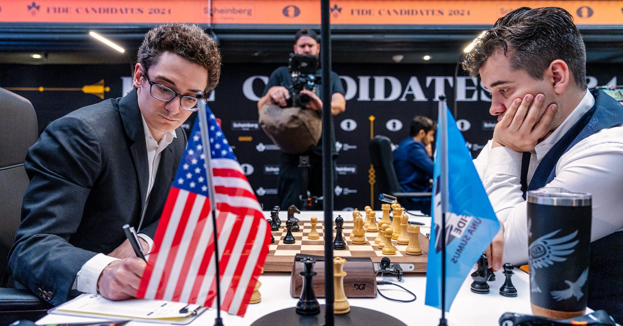 Fabiano Caruana og Jan Nepomnjasjtsjij er blant de største stjernene i kandidatturneringen i sjakk.
