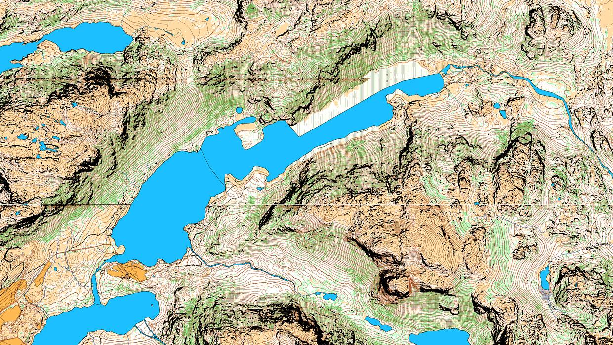 Illustrasjonen fra Ryfylkeheiane viser tydelig kontrastene i landskapet, der de bratteste partiene i det populære turområdet er markert med svart. 