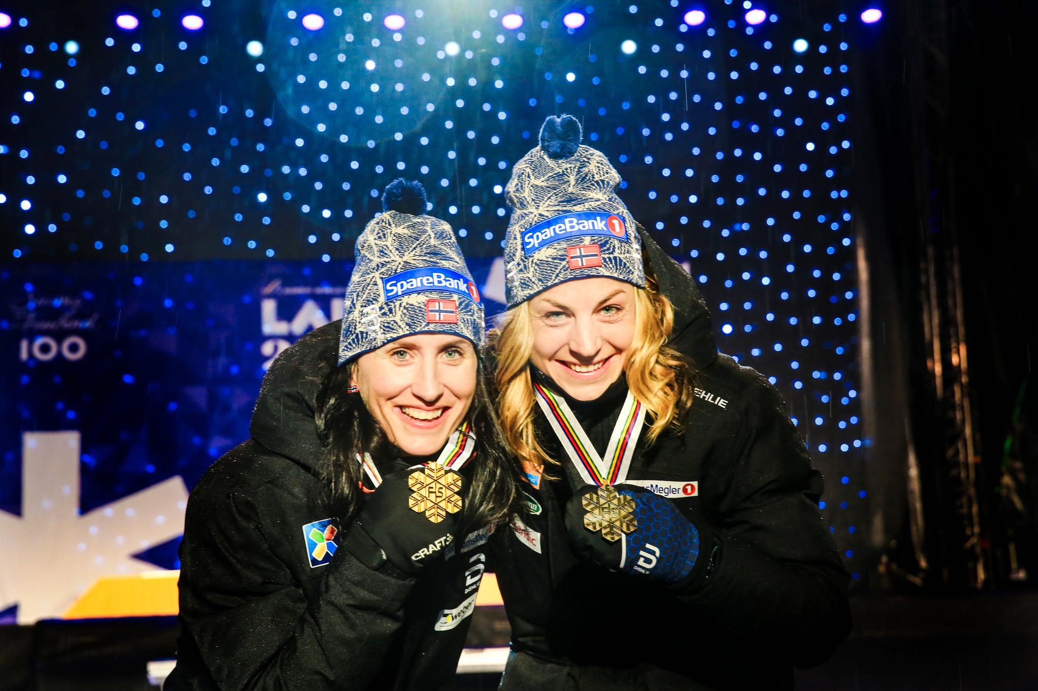 JAKKENE I LAHTI 2017: Langrennsløperne Marit Bjørgen og Astrid Uhrenholdt Jacobsen
