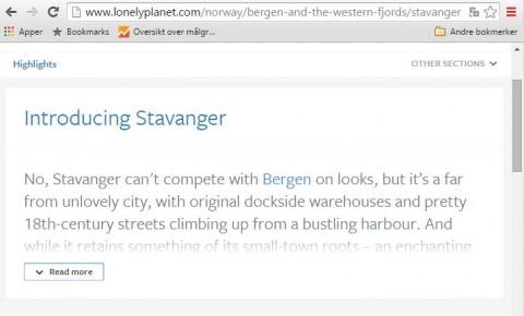 BERGENSK URL: Veldig mange slasher før vi kommer til Stavanger i url-navnet, derane.