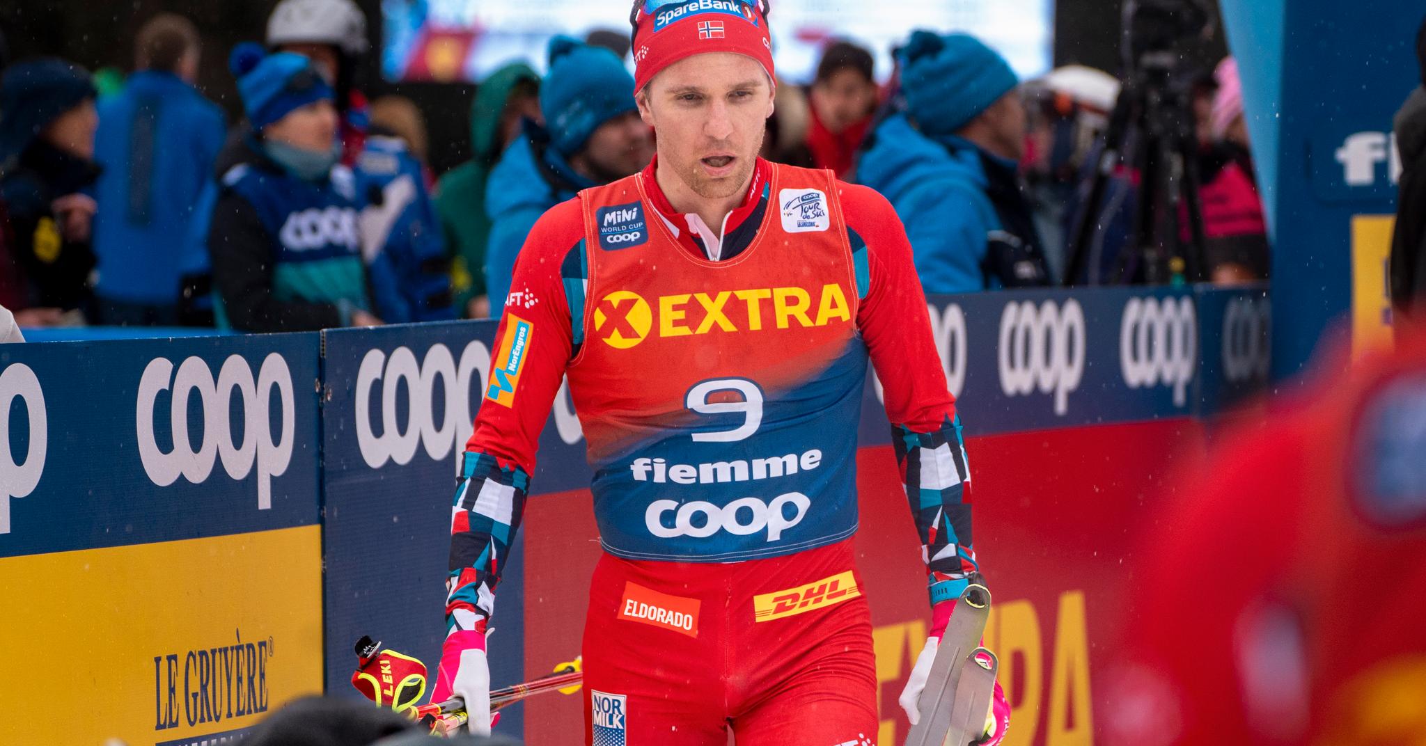 Didrik Tønseth var med og hentet inn teten på den andre etappen. Like før mål brakk trønderen staven.