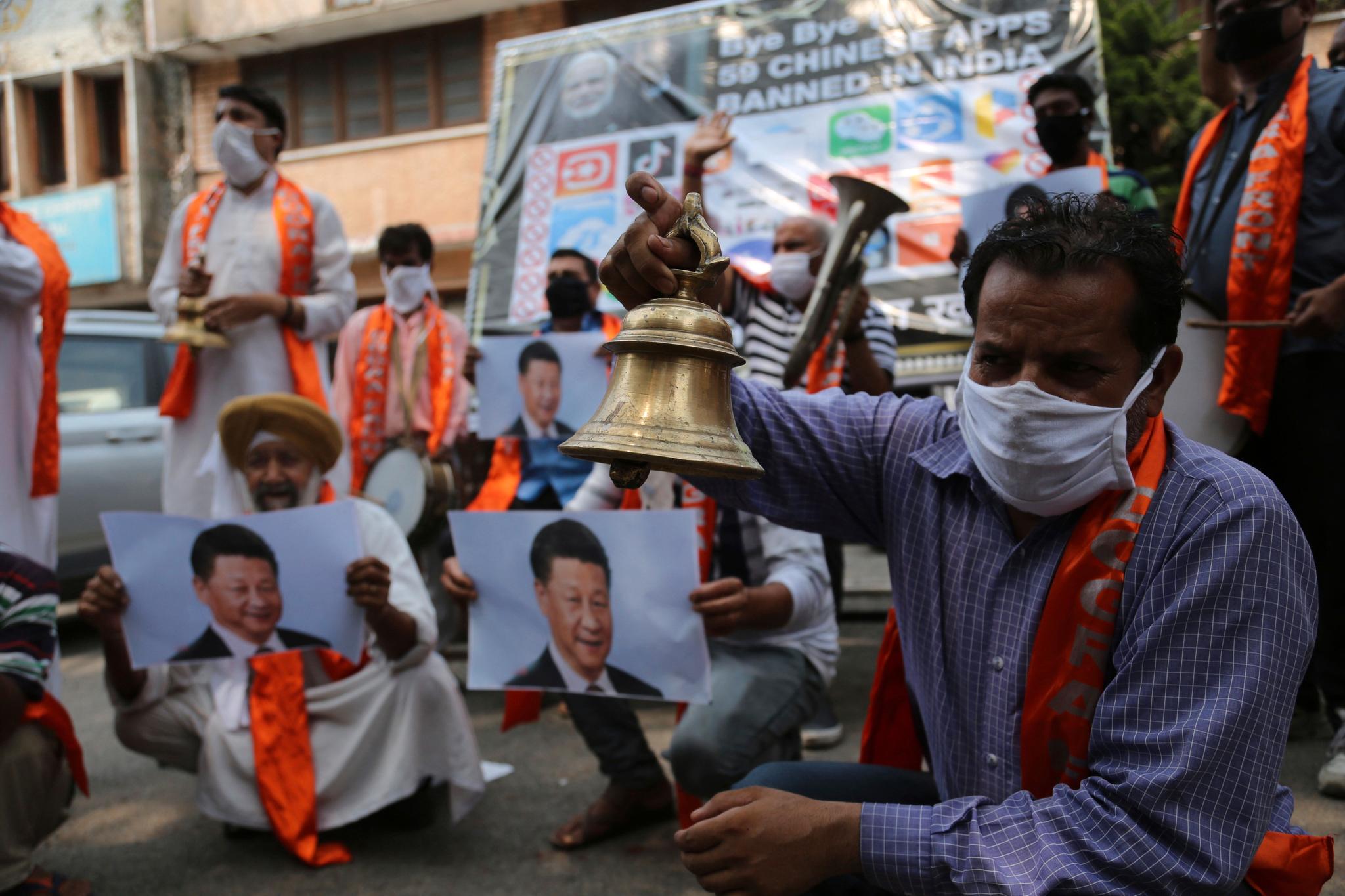 Indere protesterte mot Kinas president Xi Jinping etter sammenstøtene mellom indiske og kinesiske soldater.
